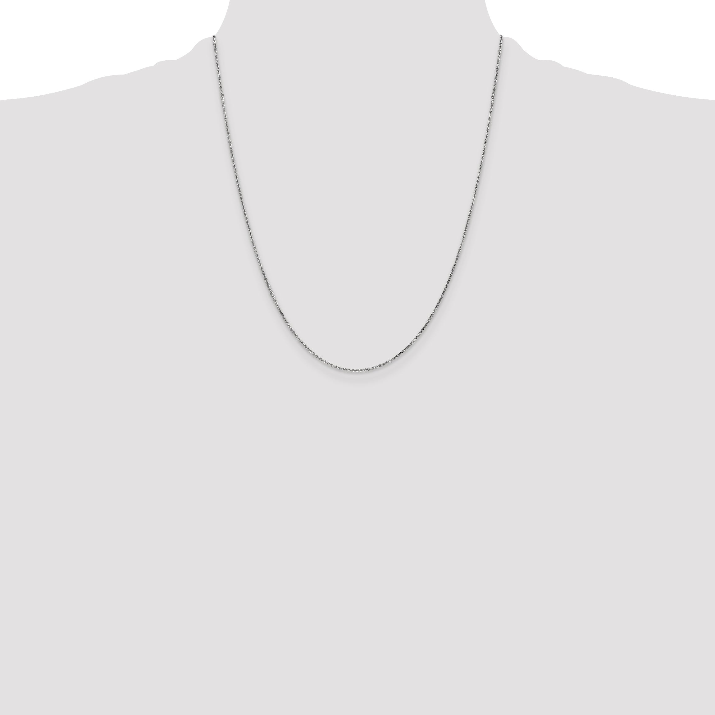 14K White Gold 22 Inch .95mm Diamond-Cut Cable With Lobster Clasp Chain Necklace