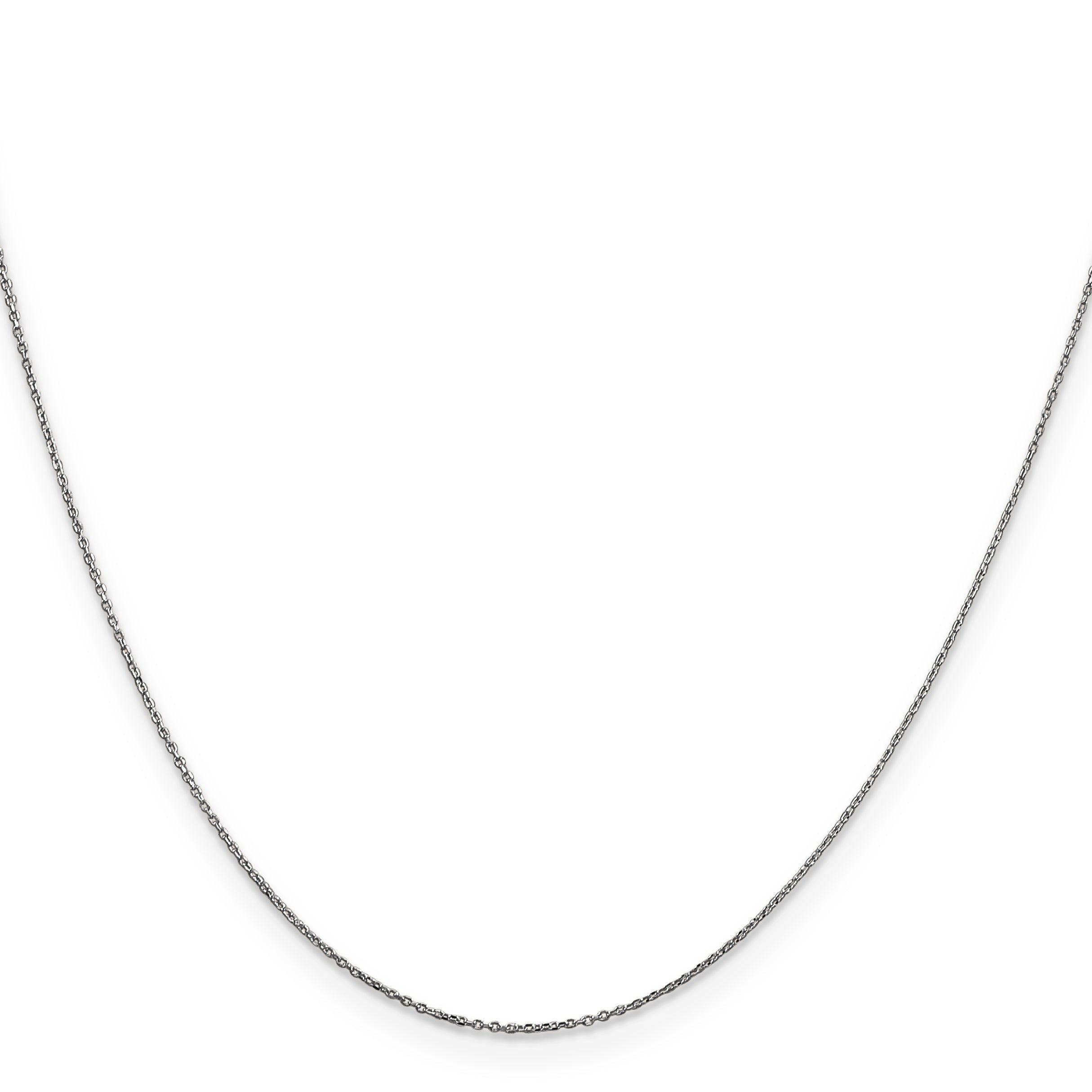 14K White Gold 16 Inch .6mm Diamond-Cut Round Open Link Cable With Spring Ring Clasp Chain Necklace