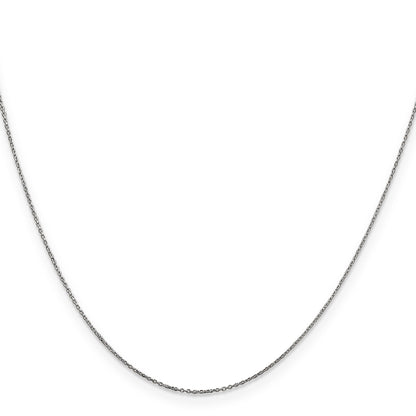 14K White Gold 16 Inch .6mm Diamond-Cut Round Open Link Cable With Spring Ring Clasp Chain Necklace