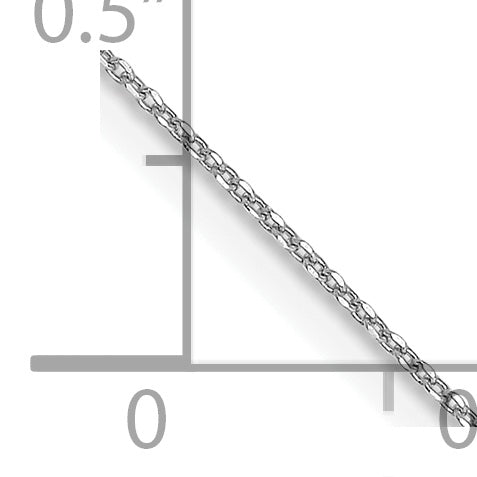 14K White Gold 14 Inch .6mm Diamond-Cut Round Open Link Cable With Spring Ring Clasp Chain Necklace