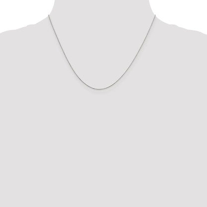 14K White Gold 18 Inch .6mm Diamond-Cut Round Open Link Cable With Spring Ring Clasp Chain Necklace