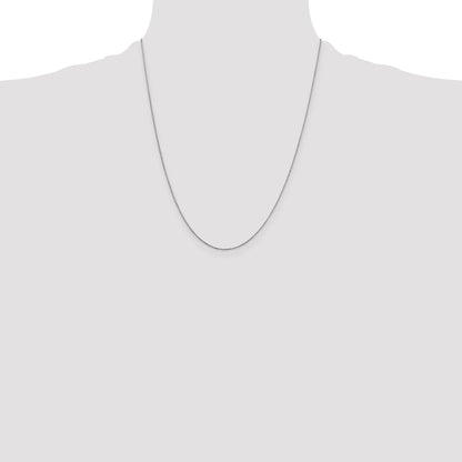 14K White Gold 22 Inch .6mm Diamond-Cut Round Open Link Cable With Spring Ring Clasp Chain Necklace
