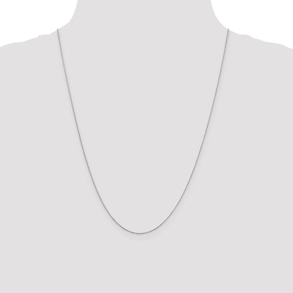 14K White Gold 24 Inch .6mm Diamond-Cut Round Open Link Cable With Spring Ring Clasp Chain Necklace