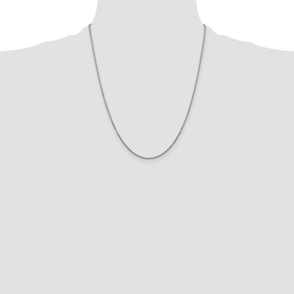 14K White Gold 22 Inch 1.45mm Diamond-Cut Cable With Lobster Clasp Chain Necklace