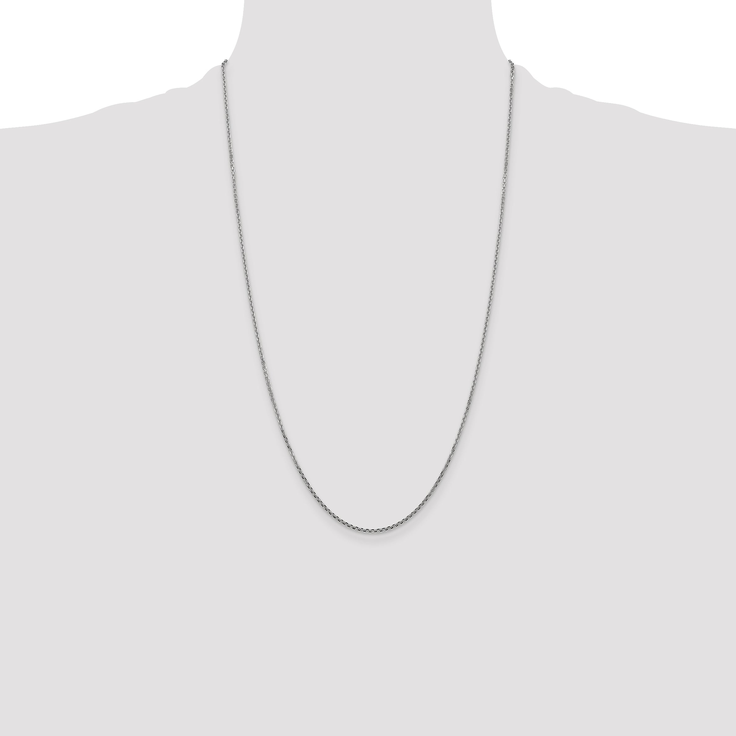 14K White Gold 26 Inch 1.45mm Diamond-Cut Cable With Lobster Clasp Chain Necklace