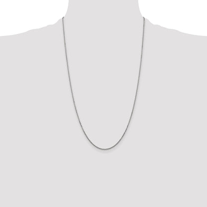 14K White Gold 26 Inch 1.45mm Diamond-Cut Cable With Lobster Clasp Chain Necklace