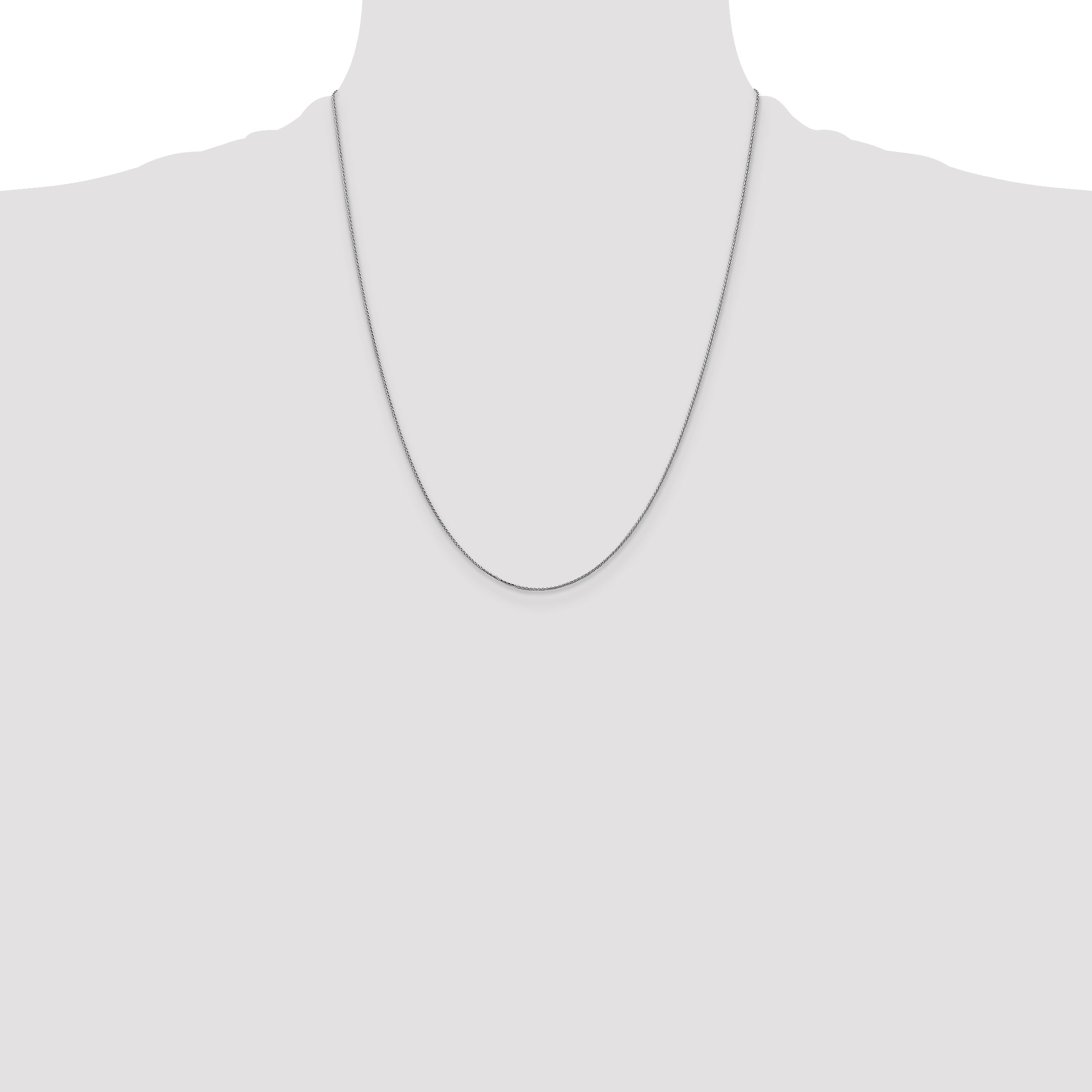 14K White Gold 22 Inch .85mm Diamond-Cut Spiga With Spring Ring Clasp Chain Necklace