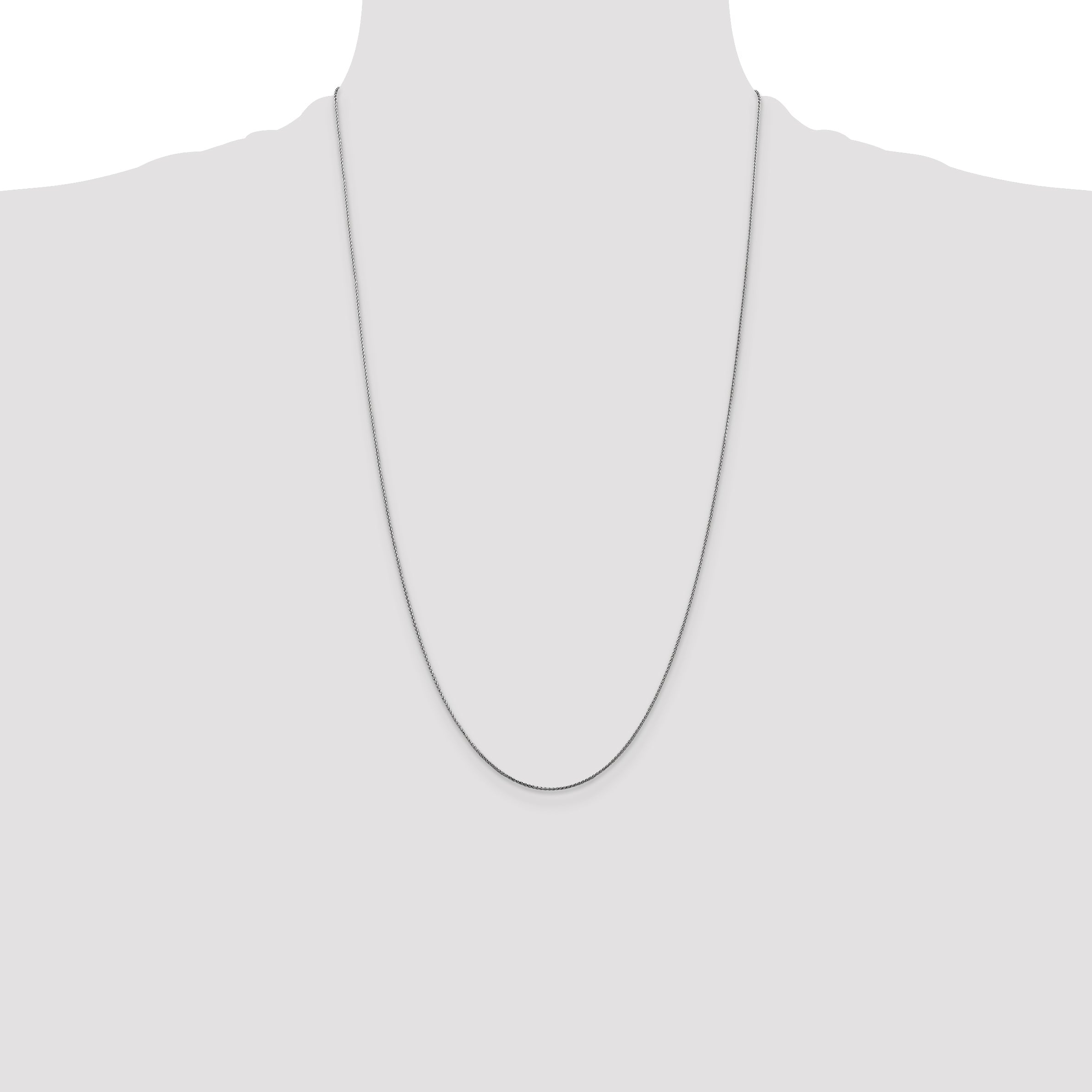 14K White Gold 26 Inch .85mmdiamond-Cut Spiga With Lobster Clasp Chain Necklace