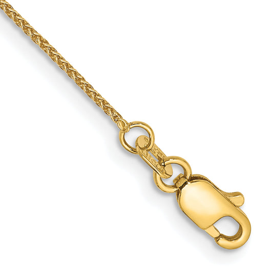 14K Yellow Gold 10 Inch .85mm Spiga With Lobster Clasp Anklet