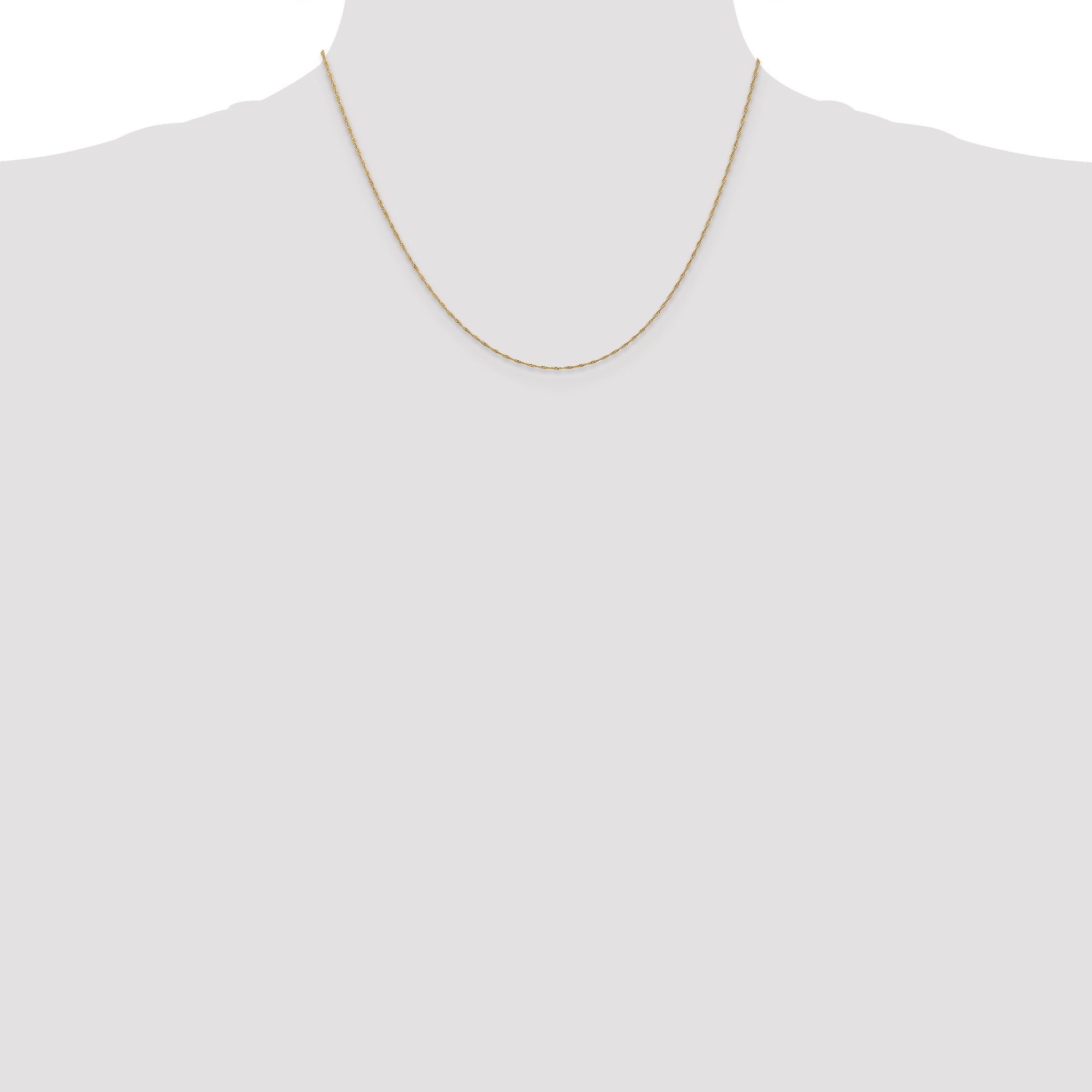 14K Yellow Gold 18 Inch 1mm Singapore With Spring Ring Clasp Chain Necklace