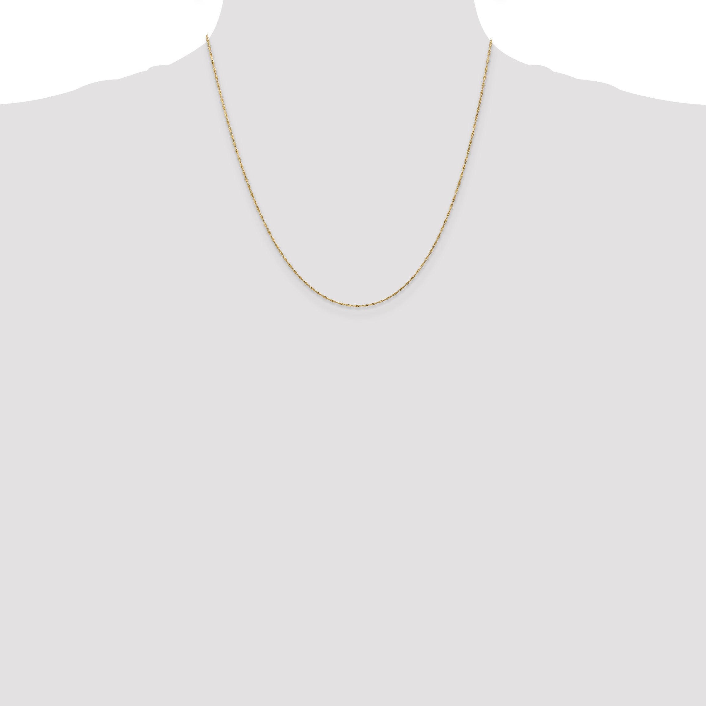 14K Yellow Gold 20 Inch 1mm Singapore With Spring Ring Clasp Chain Necklace