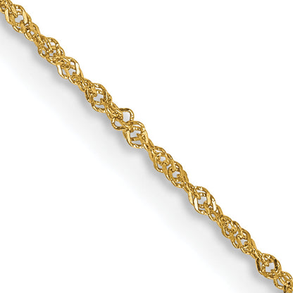 14K Yellow Gold 14 Inch 1mm Singapore With Spring Ring Clasp Chain Necklace