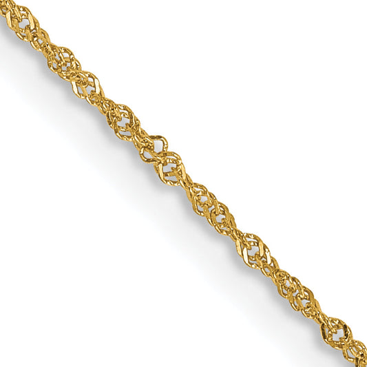14K Yellow Gold 14 Inch 1mm Singapore With Spring Ring Clasp Chain Necklace