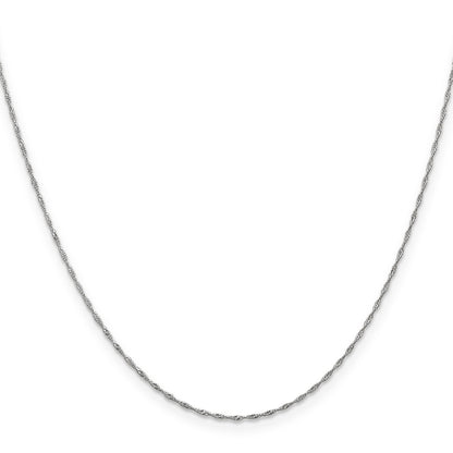14K White Gold 30 Inch 1mm Singapore With Spring Ring Clasp Chain Necklace