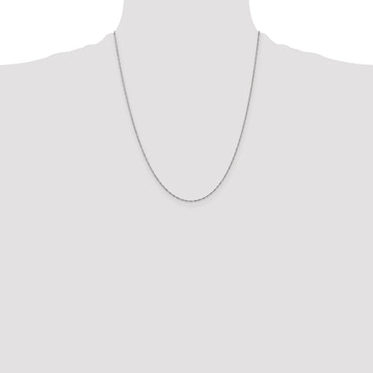 14K White Gold 22 Inch 1mm Singapore With Spring Ring Clasp Chain Necklace