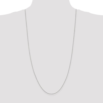 14K White Gold 30 Inch 1mm Singapore With Spring Ring Clasp Chain Necklace