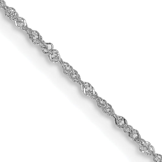 14K White Gold 14 Inch 1mm Singapore With Spring Ring Clasp Chain Necklace
