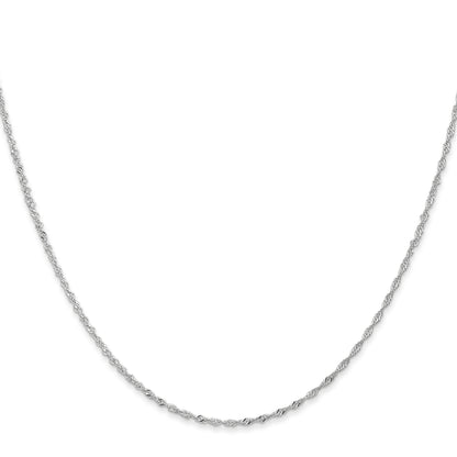 14K White Gold 24 Inch 1.10mm Singapore With Spring Ring Clasp Chain Necklace