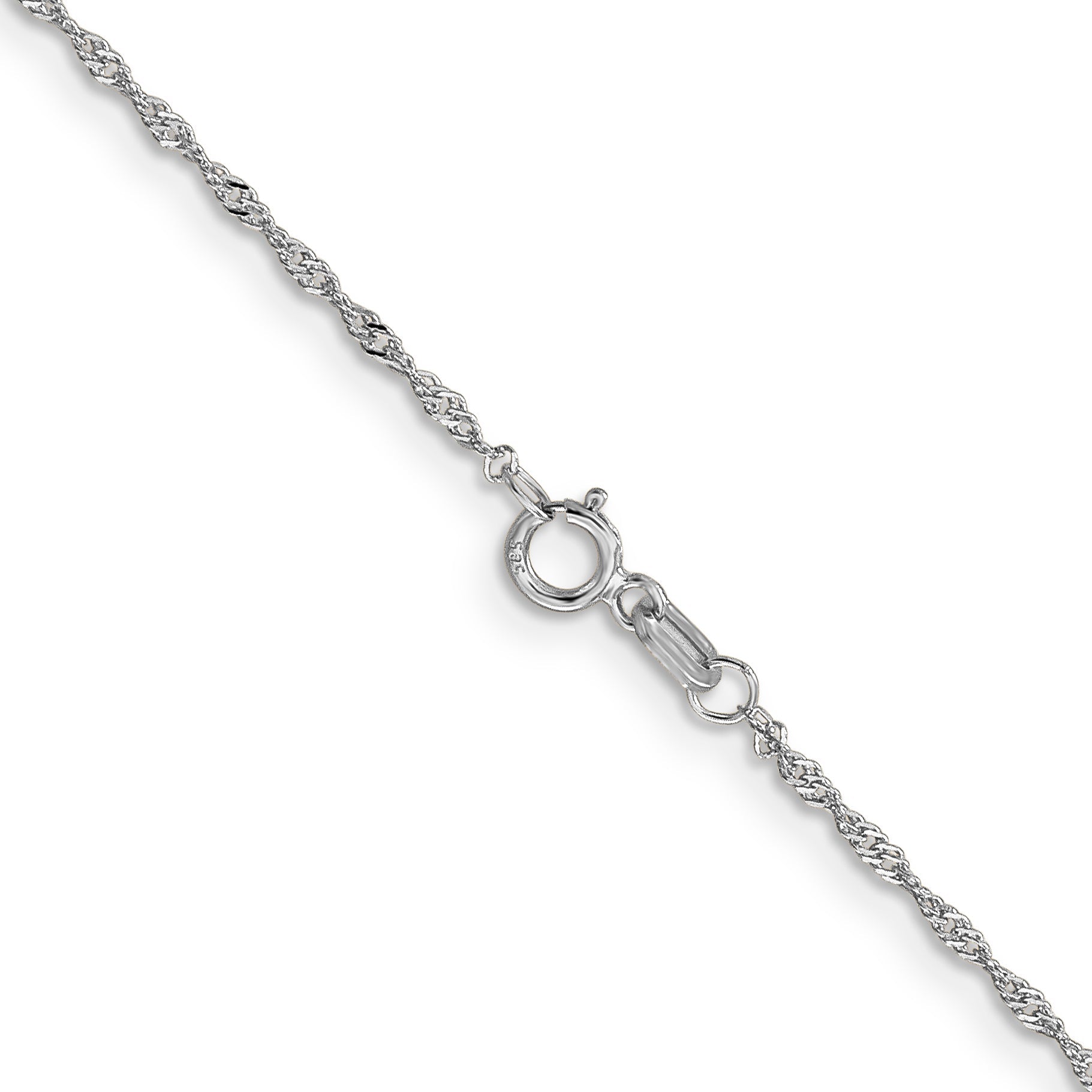 14K White Gold 18 Inch 1.10mm Singapore With Spring Ring Clasp Chain Necklace