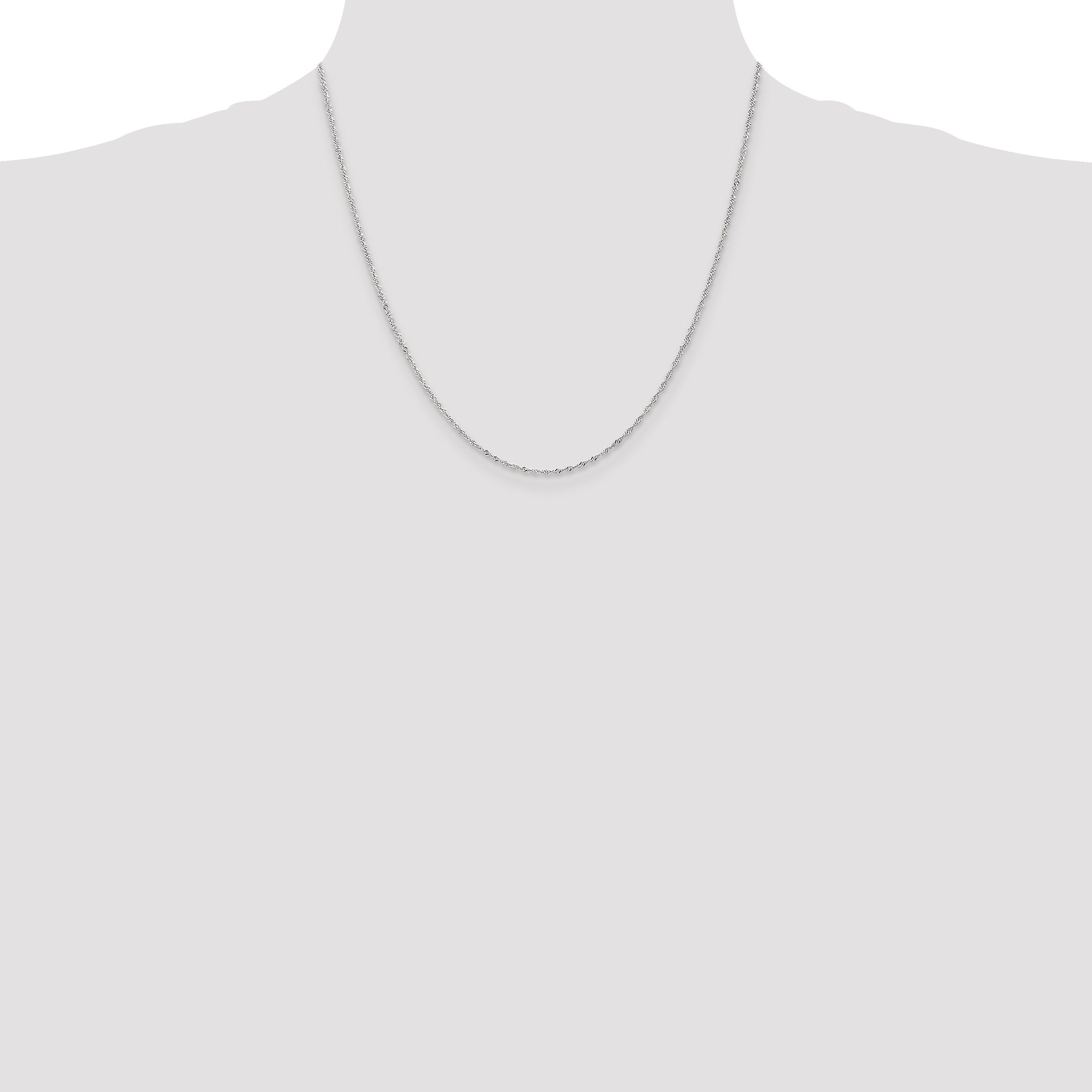 14K White Gold 20 Inch 1.10mm Singapore With Spring Ring Clasp Chain Necklace