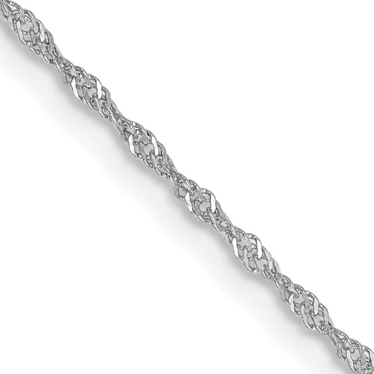 14K White Gold 14 Inch 1.10mm Singapore With Spring Ring Clasp Chain Necklace