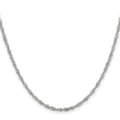 14K White Gold 18 Inch 2.0mm Singapore With Lobster Clasp Chain Necklace