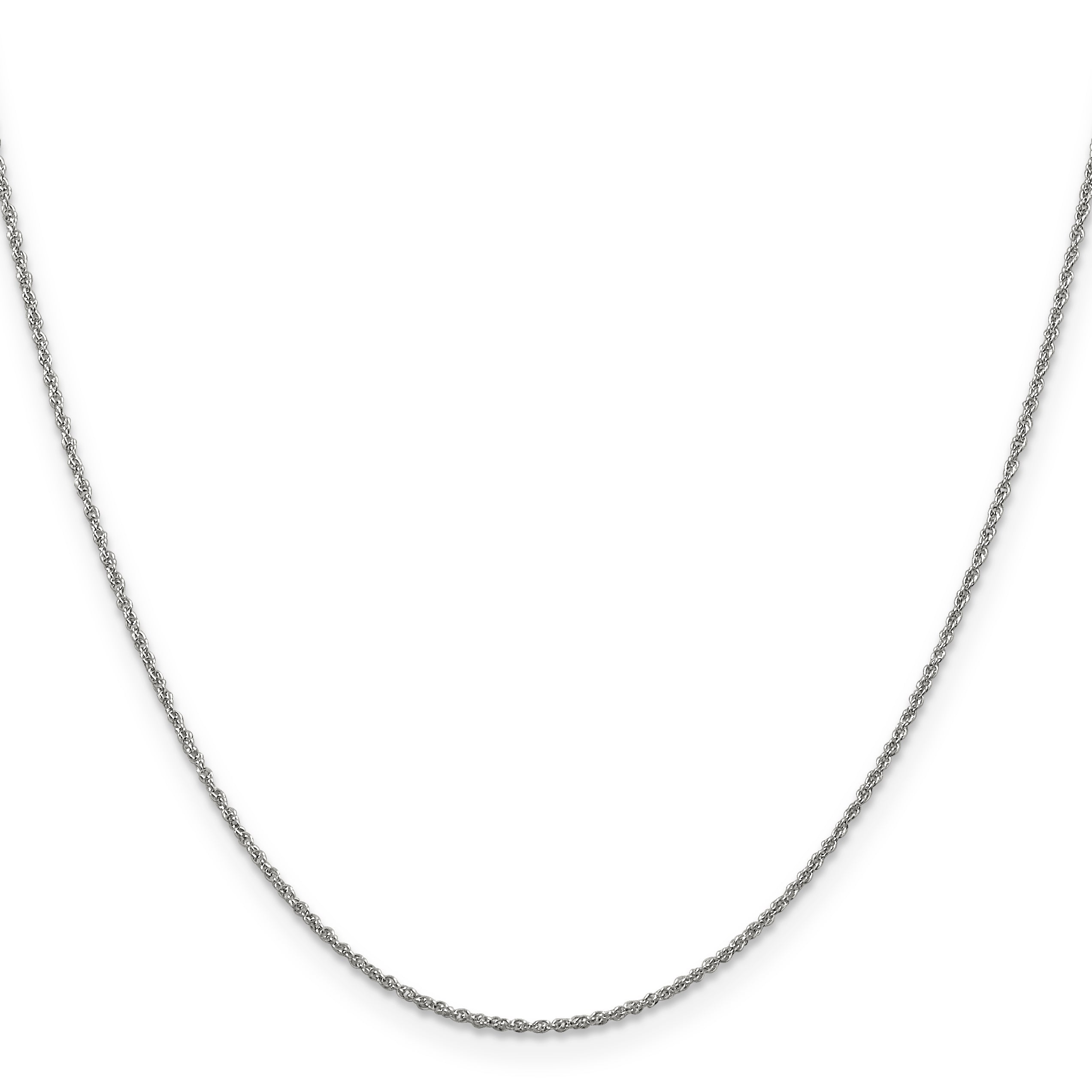 14K White Gold 22 Inch 1.1mm Baby Rope With Spring Ring Clasp Chain Necklace