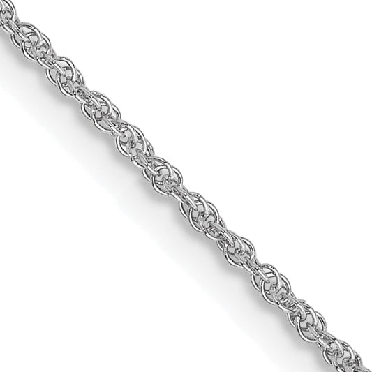 14K White Gold 20 Inch 1.1mm Baby Rope With Spring Ring Clasp Chain Necklace