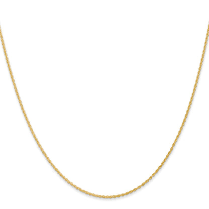 14K Yellow Gold 22 Inch 1.1mm Baby Rope With Spring Ring Clasp Chain Necklace