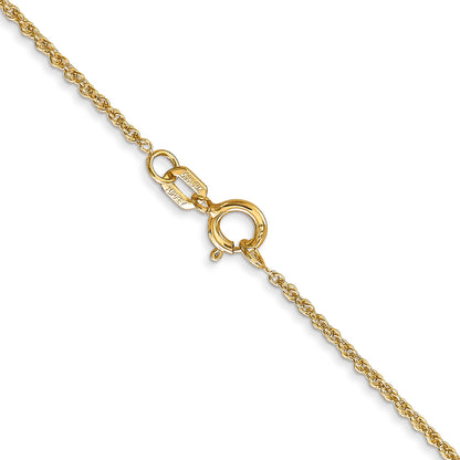 14K Yellow Gold 14 Inch 1.1mm Baby Rope With Spring Ring Clasp Chain Necklace