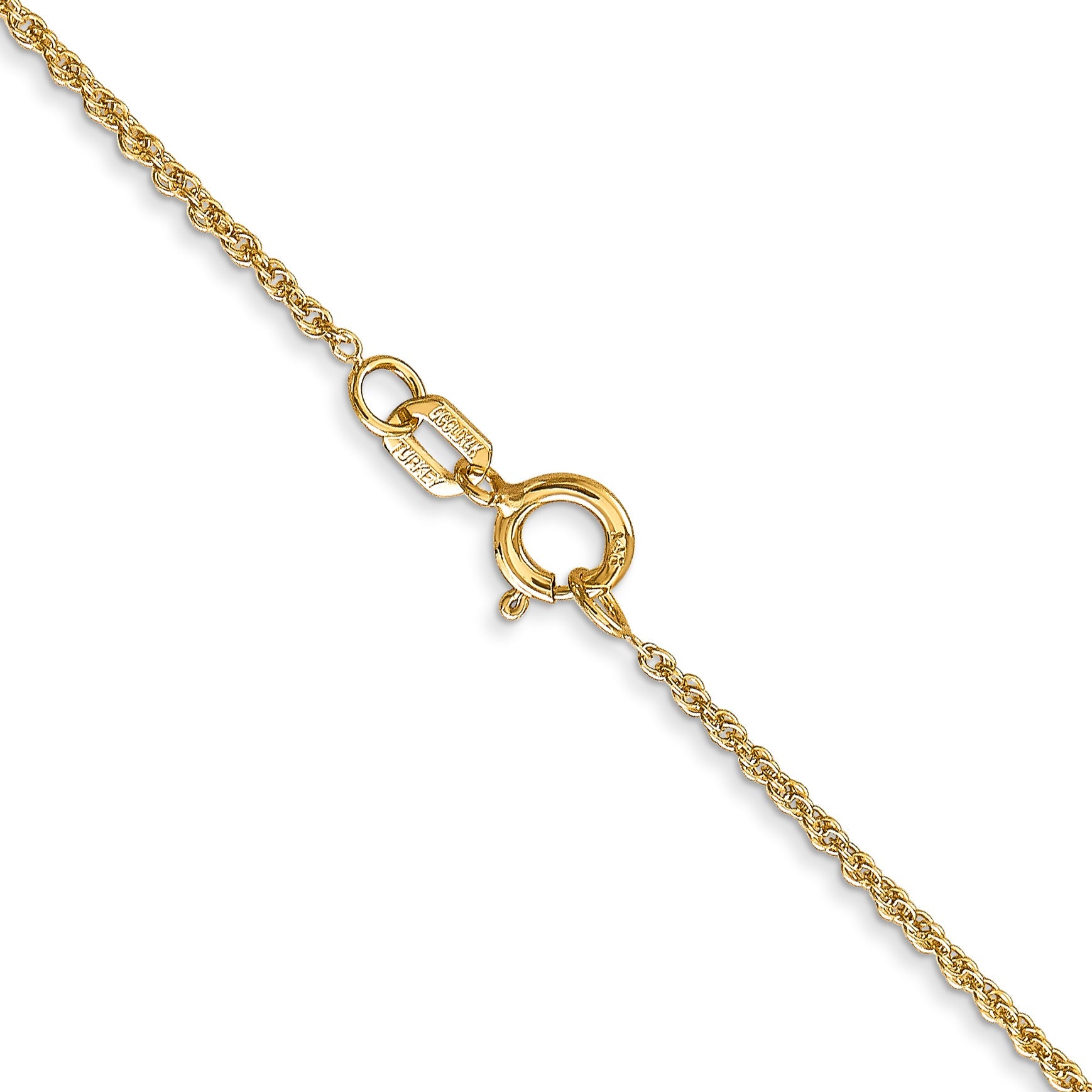14K Yellow Gold 16 Inch 1.1mm Baby Rope With Spring Ring Clasp Chain Necklace
