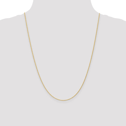 14K Yellow Gold 24 Inch 1.1mm Baby Rope With Spring Ring Clasp Chain Necklace
