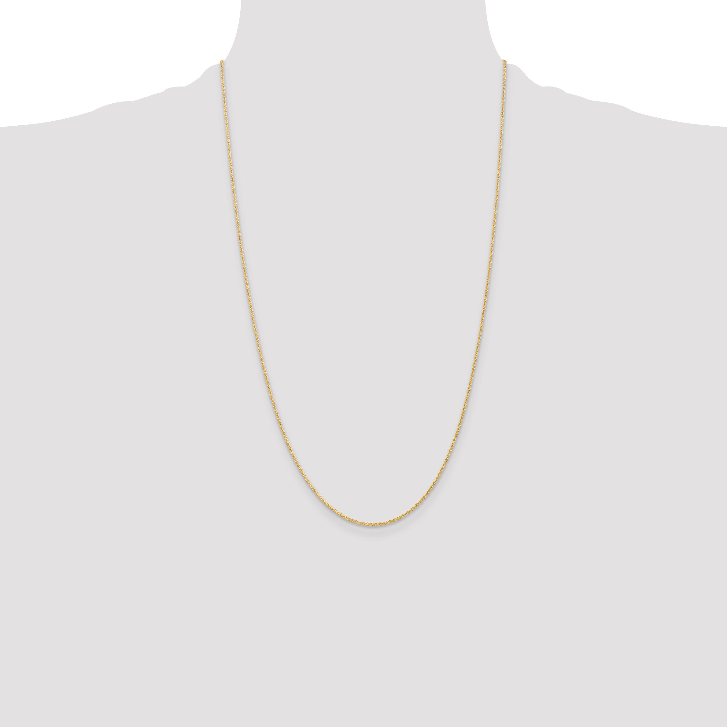 14K Yellow Gold 26 Inch 1.1mm Baby Rope With Spring Ring Clasp Chain Necklace