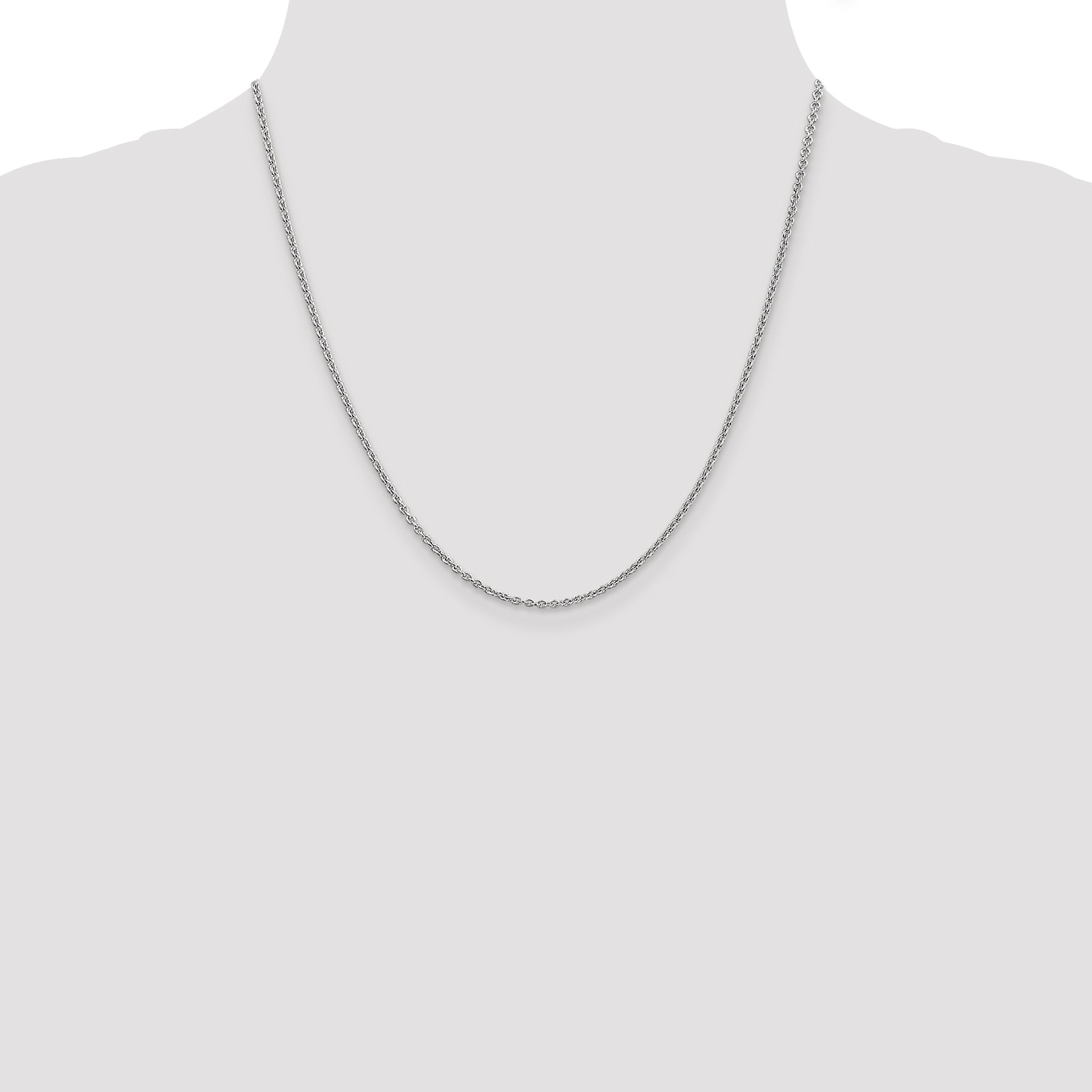 14K White Gold 20 Inch 1.8mm Forzantine Cable With Lobster Clasp Chain Necklace