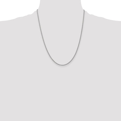 14K White Gold 22 Inch 1.8mm Forzantine Cable With Lobster Clasp Chain Necklace