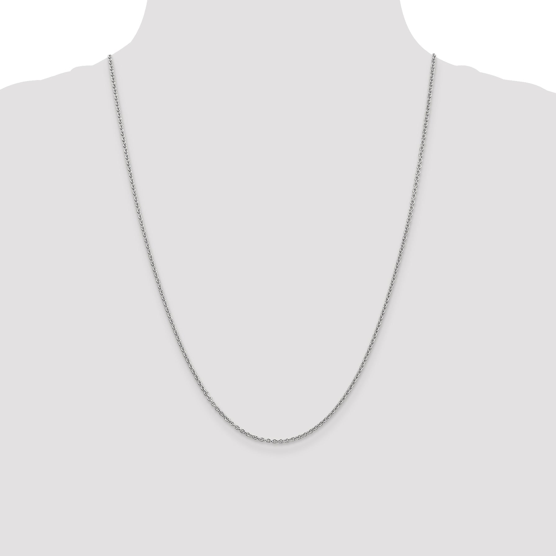 14K White Gold 24 Inch 1.8mm Forzantine Cable With Lobster Clasp Chain Necklace