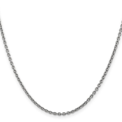 14K White Gold 16 Inch 2.2mm Forzantine Cable With Lobster Clasp Chain Necklace