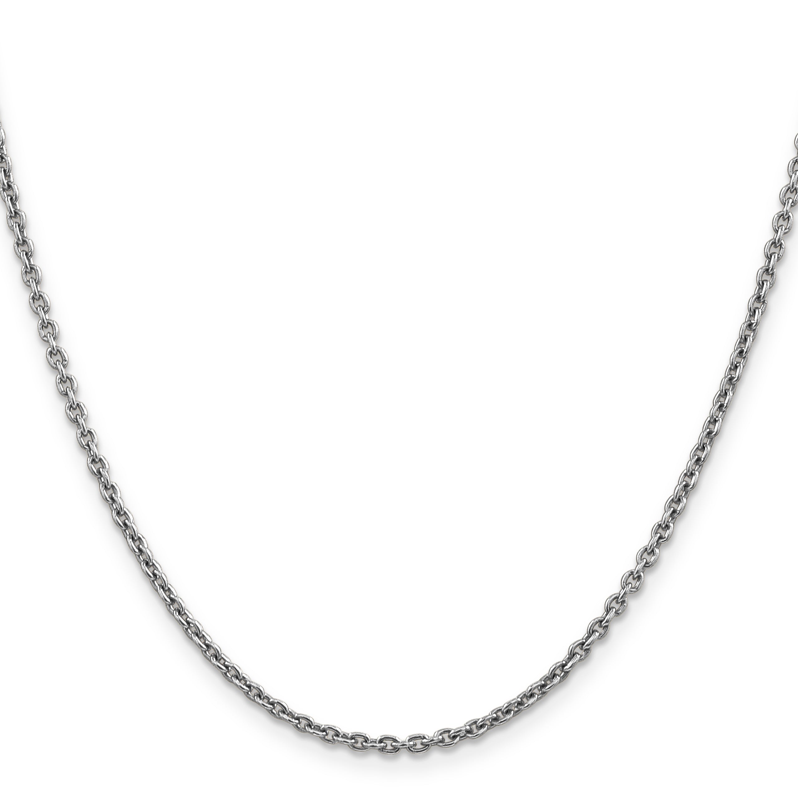 14K White Gold 20 Inch 2.2mm Forzantine Cable With Lobster Clasp Chain Necklace