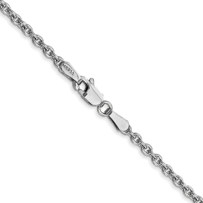 14K White Gold 16 Inch 2.2mm Forzantine Cable With Lobster Clasp Chain Necklace
