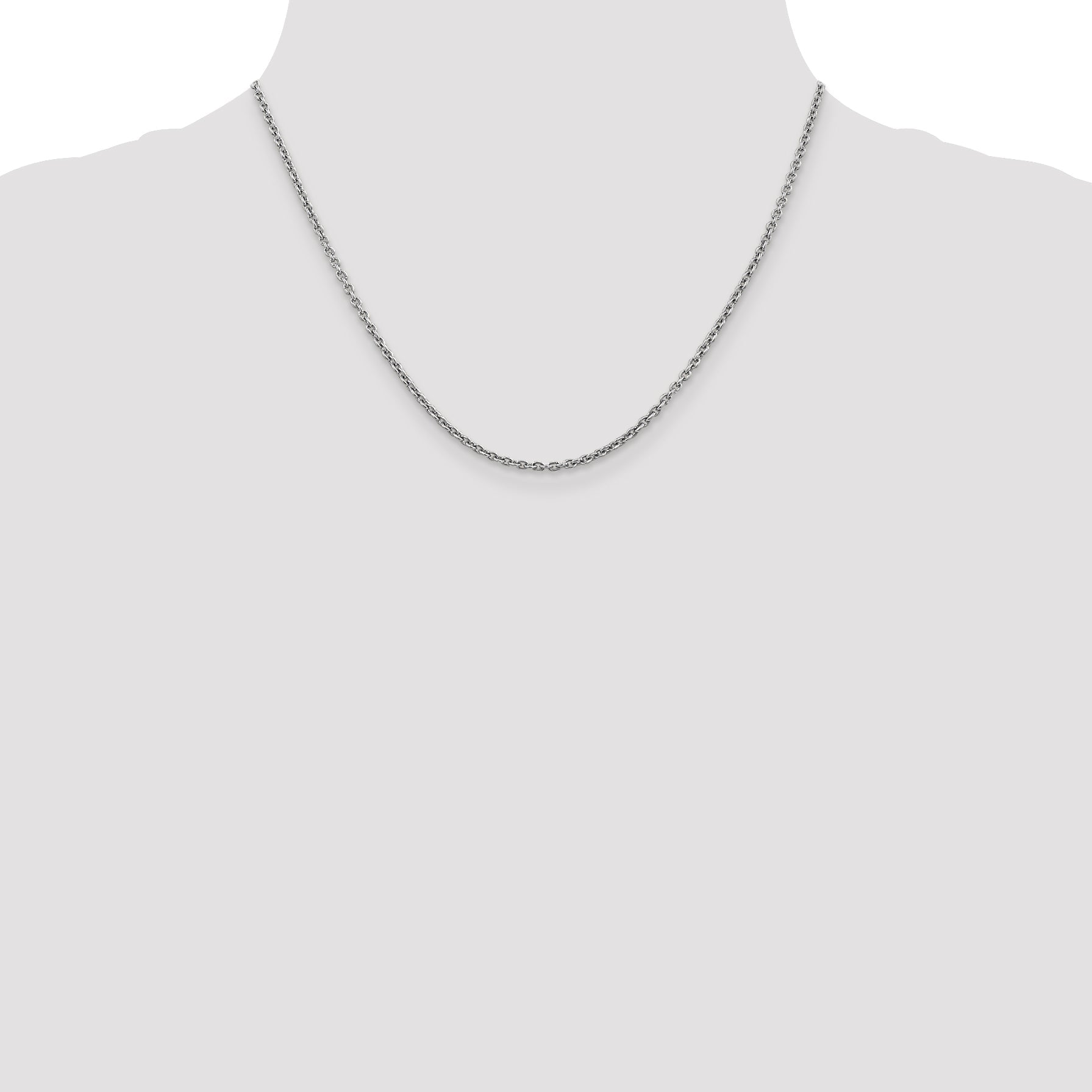 14K White Gold 18 Inch 2.2mm Forzantine Cable With Lobster Clasp Chain Necklace