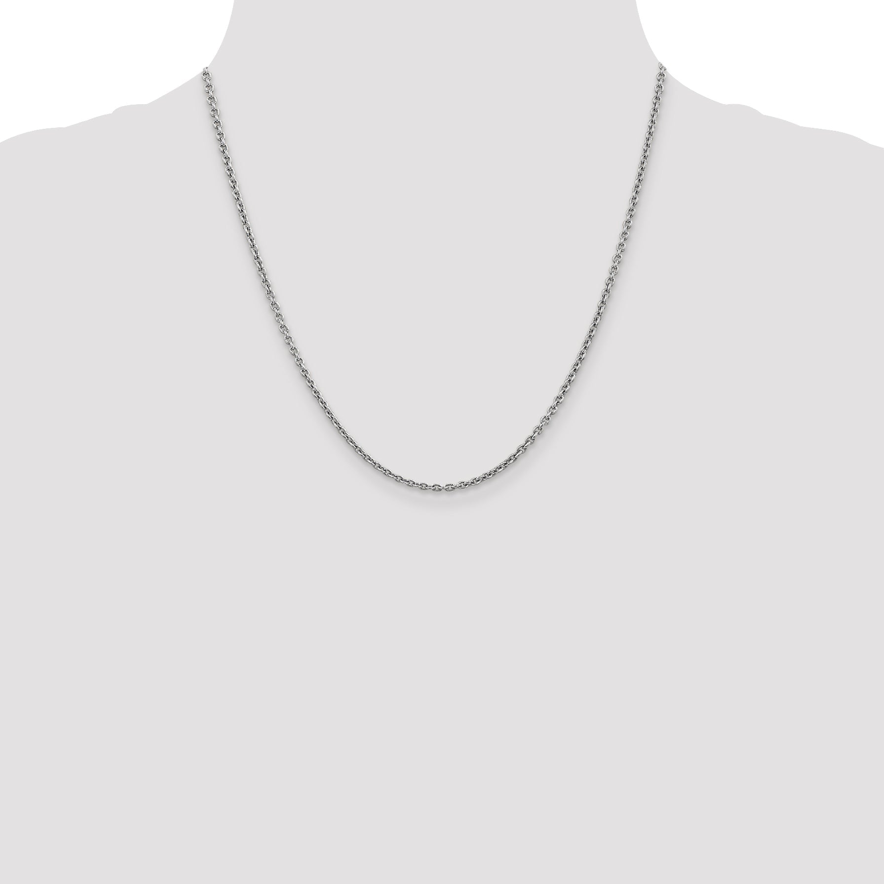 14K White Gold 20 Inch 2.2mm Forzantine Cable With Lobster Clasp Chain Necklace