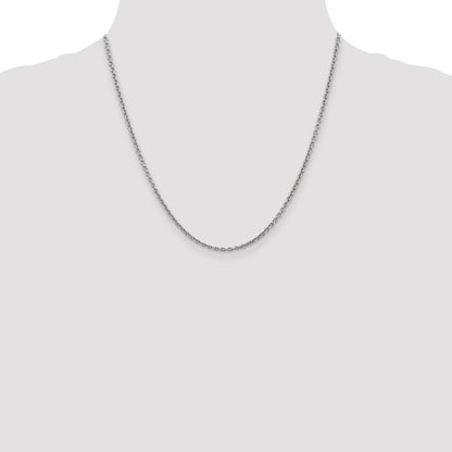 14K White Gold 20 Inch 2.2mm Forzantine Cable With Lobster Clasp Chain Necklace