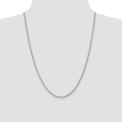 14K White Gold 24 Inch 2.2mm Forzantine Cable With Lobster Clasp Chain Necklace