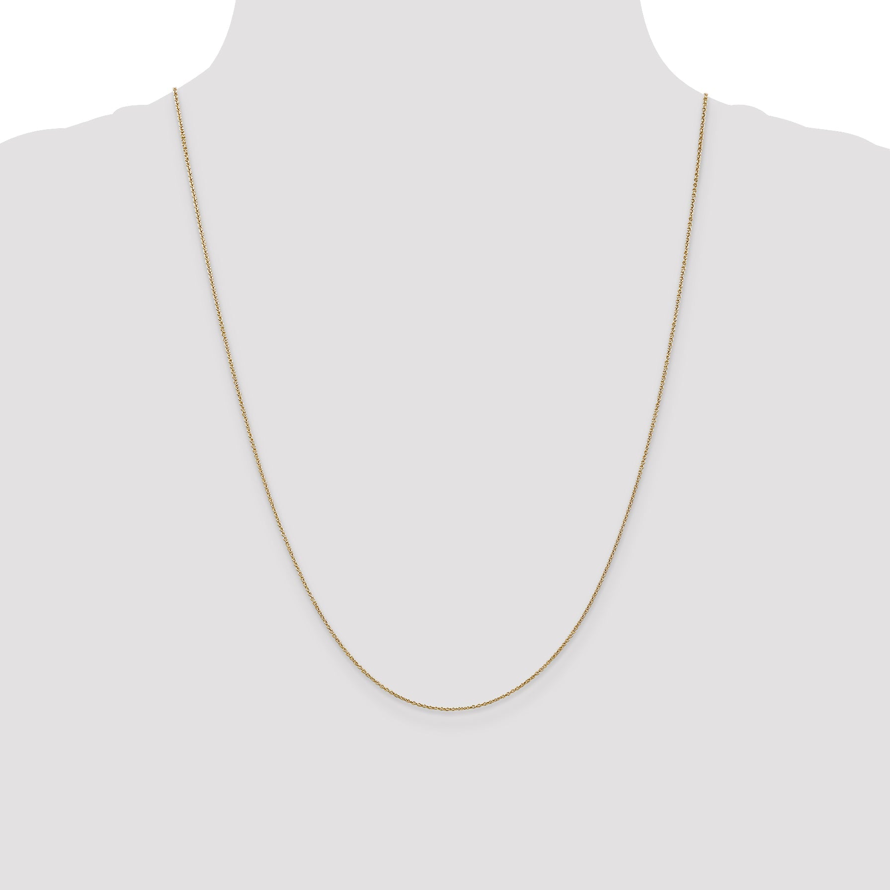 14K Yellow Gold 24 Inch .9mm Cable With Lobster Clasp Chain Necklace