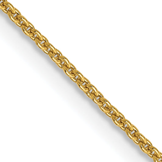 14K Yellow Gold 22 Inch .9mm Cable With Lobster Clasp Chain Necklace