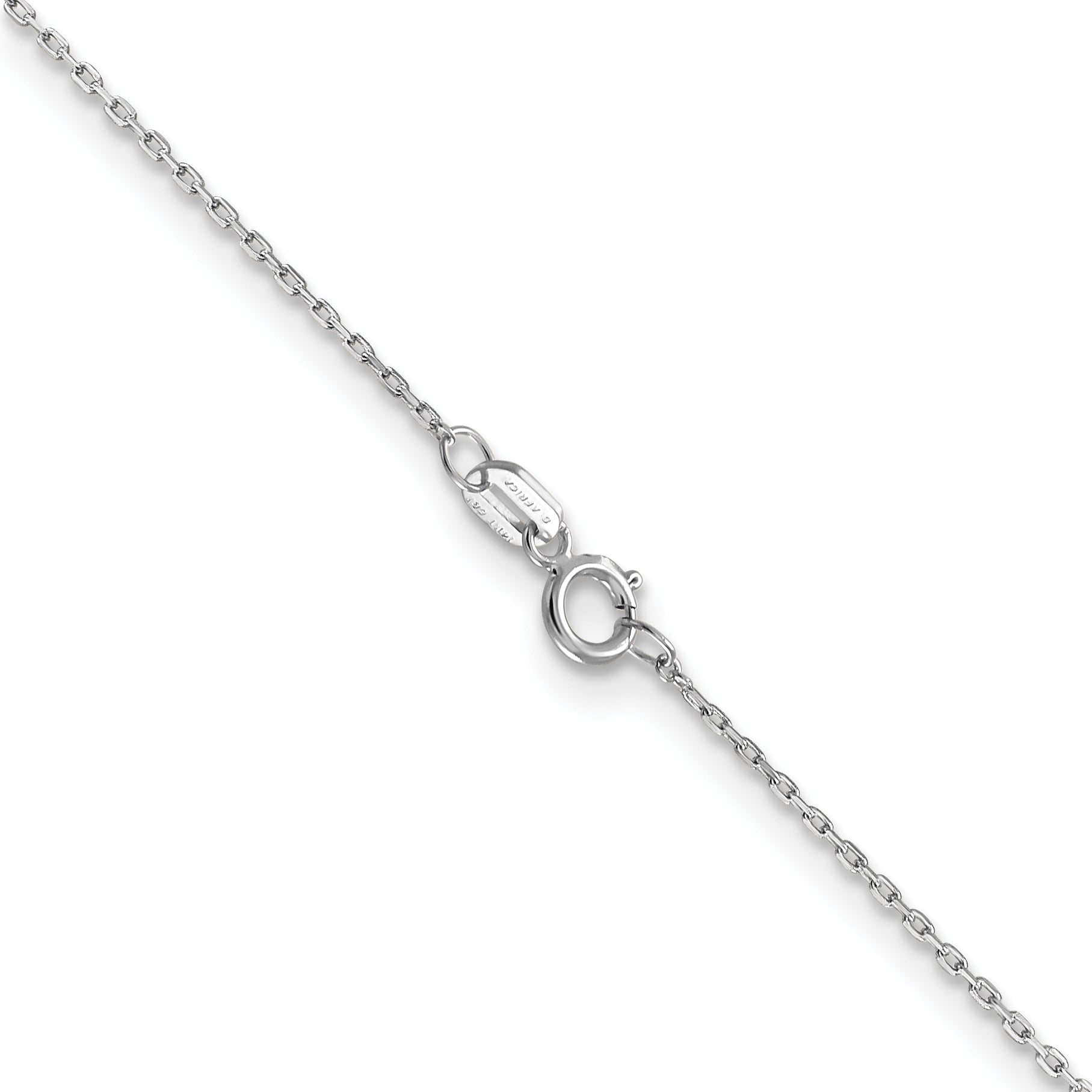 14K White Gold 24 Inch .8mm Diamond-Cut Cable With Spring Ring Clasp Chain Necklace