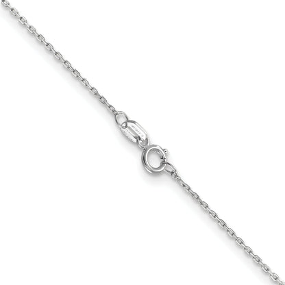 14K White Gold 22 Inch .8mm Diamond-Cut Cable With Spring Ring Clasp Chain Necklace