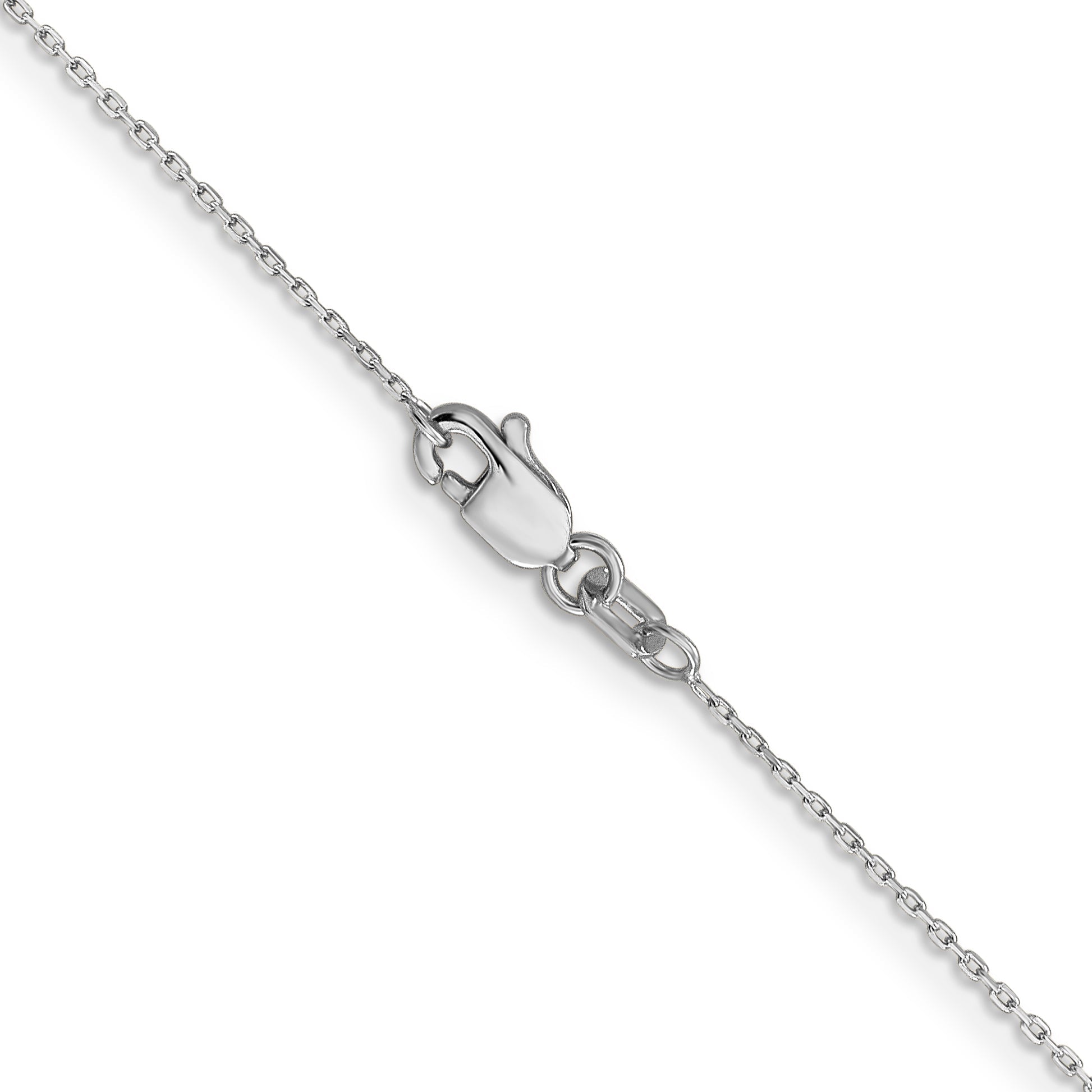 14K White Gold 16 Inch .8mm Diamond-Cut Cable With Lobster Clasp Chain Necklace