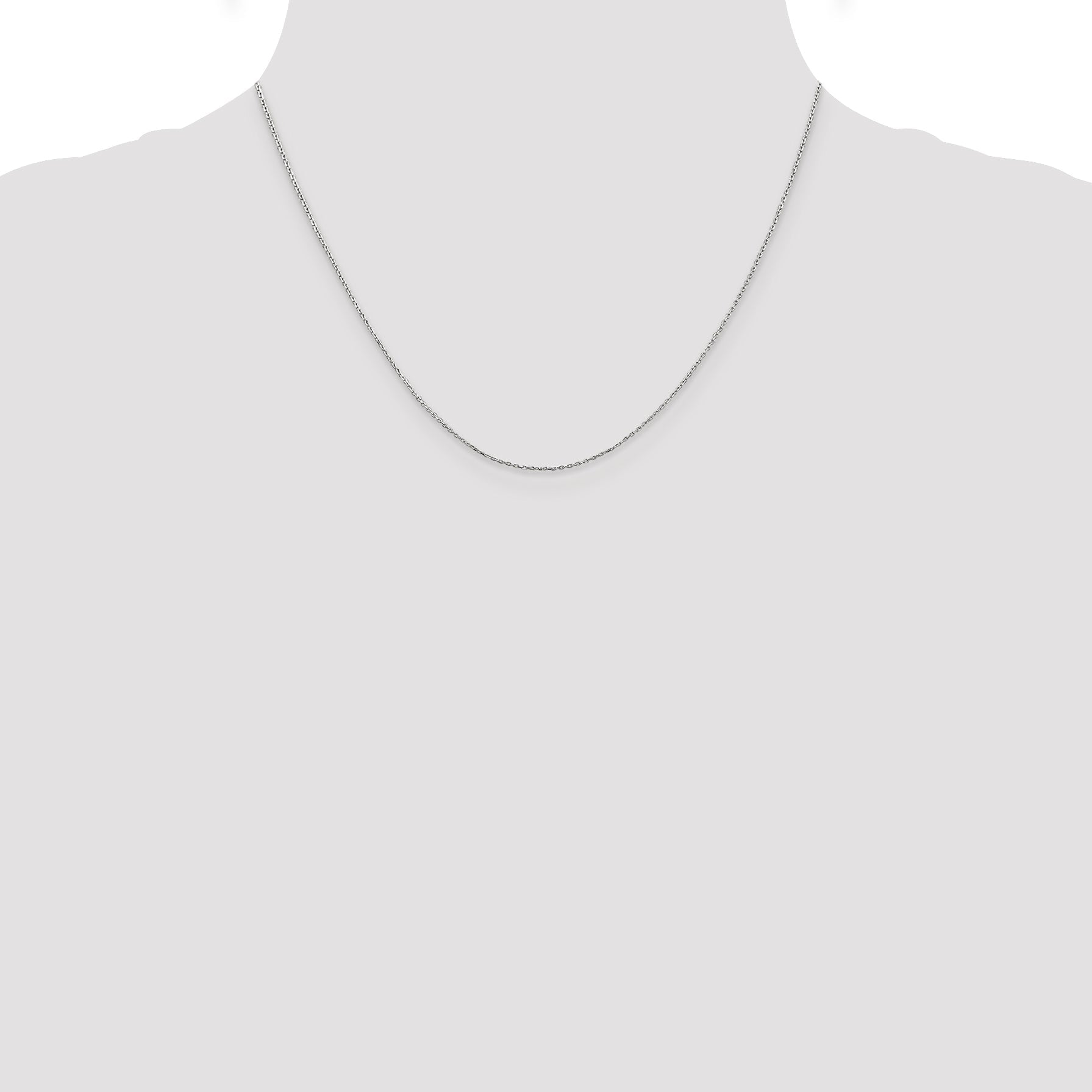 14K White Gold 18 Inch .8mm Diamond-Cut Cable With Lobster Clasp Chain Necklace
