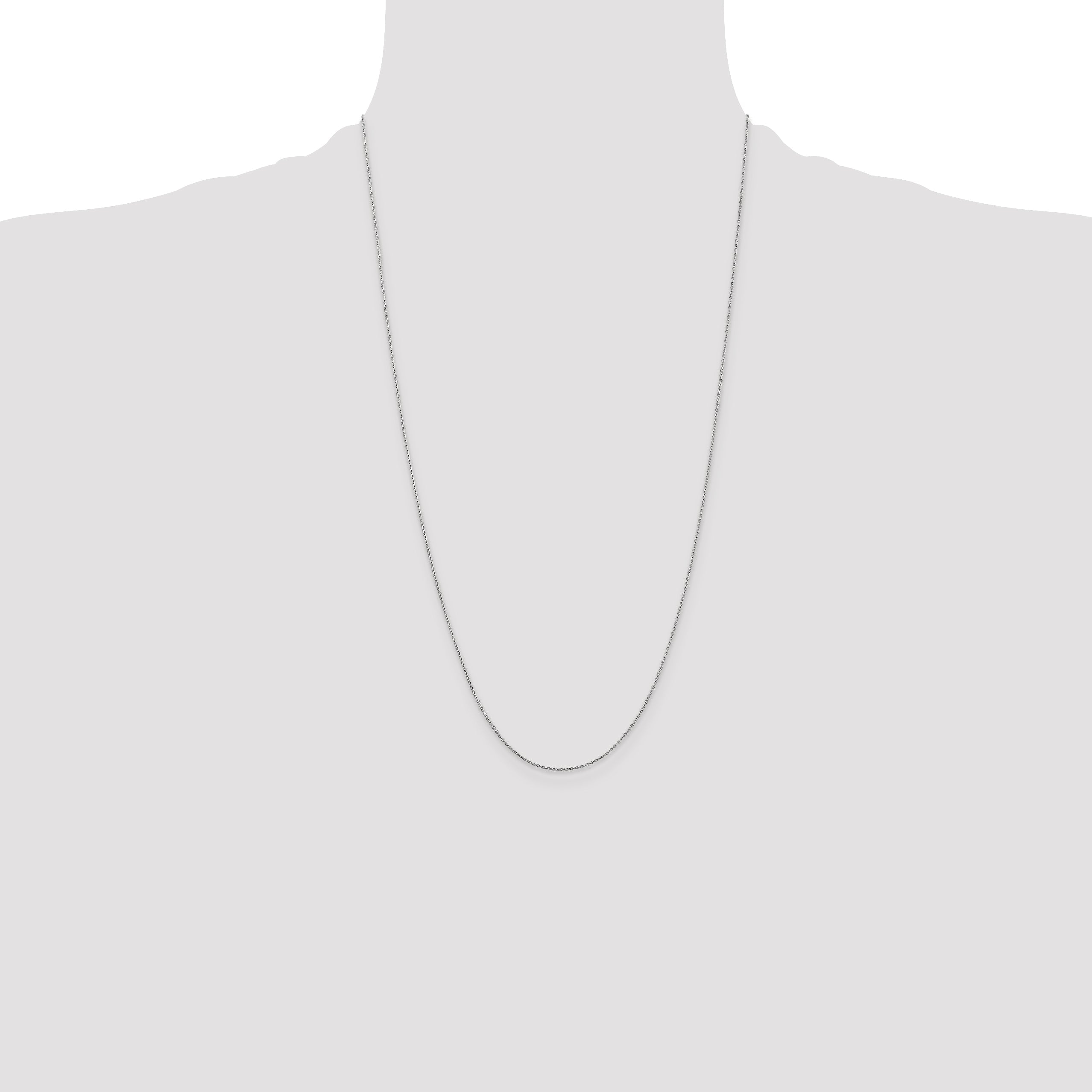14K White Gold 26 Inch .8mm Diamond-Cut Cable With Lobster Clasp Chain Necklace